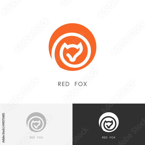Red fox logo - vixen symbol. Colored wild animal icon. Canvas-taulu
