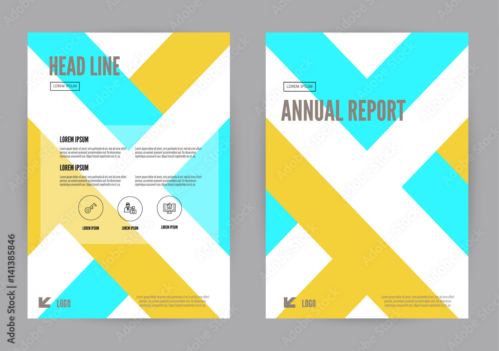 Yellow and Blue annual report Leaflet Brochure Flyer template A4 size ...