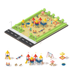 Sticker - Child Playground Isometric Concept