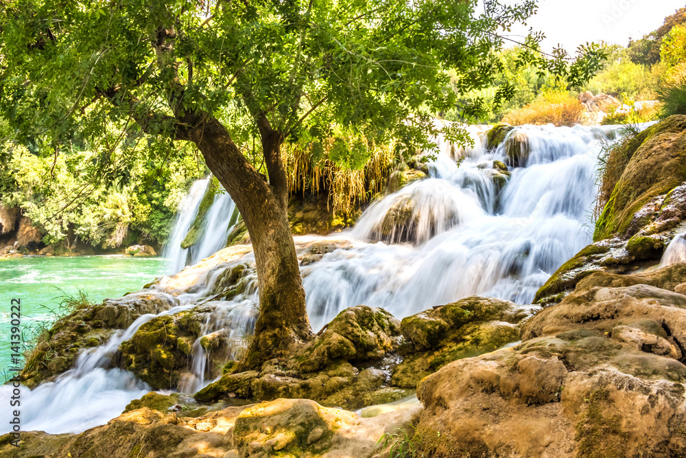 Chorwacja. Wodospad w parku Krka. - obrazy, fototapety, plakaty 