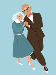 Wall Mural - Elderly couple dancing, EPS 8 vector illustration