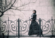 © rodjulian - Outdoors portrait of a victorian lady in black