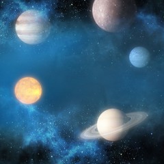 Wall Mural - graphic image of various planets 3d