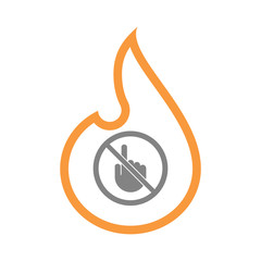 Poster - Isolated flame with  a touching hand  in a not allowed signal