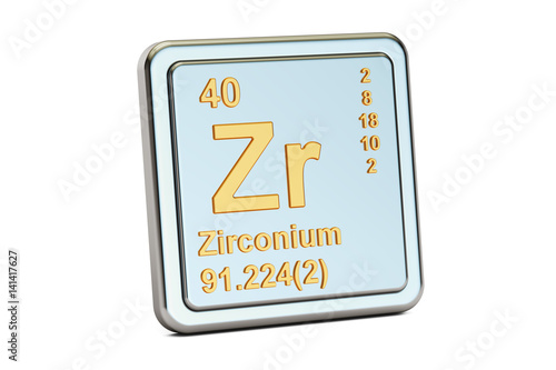 Fotografia, Obraz Zirconium Zr, chemical element sign. 3D rendering