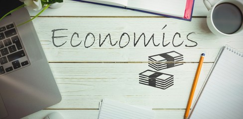 Wall Mural - composite image of stack of money over black background