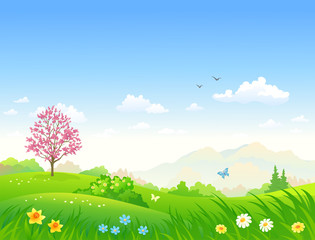 Spring cartoon landscape