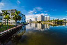 Luxury Houses At The Canal In Miami Beach