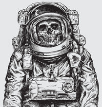 Hand Drawn Astronaut Skull