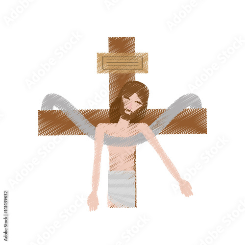 Drawing Jesus Christ Sacred Cross Vector Illustration Eps 10 Buy