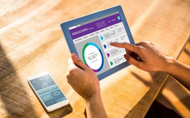 Poster - Composite image of graphic image of bank account web site
