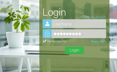 Composite image of close-up of login page