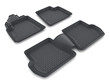 Black rubber car mats isolated on white background. 3D illustration