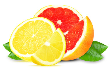 Wall Mural - Grapefruit and lemon isolated