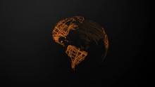 Orange Wired Globe On Black Background