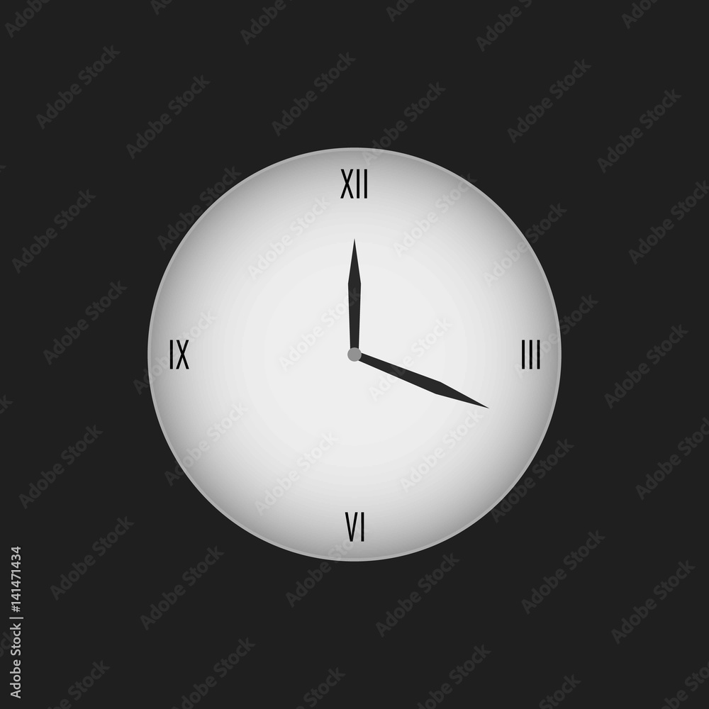 Clock Vector Flat Design. Isolated on Black Background. Stock Vector ...