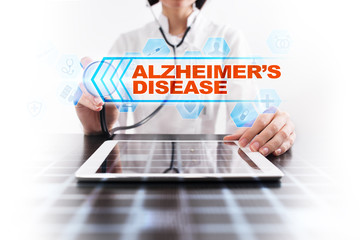 Wall Mural - Medical doctor using tablet PC with alzheimer?s disease medical concept.