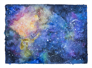 Space watercolor illustration