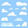 Fluffy clouds vector - Collection of stylized cloud silhouettes, set