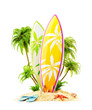 Surf boards on paradise island