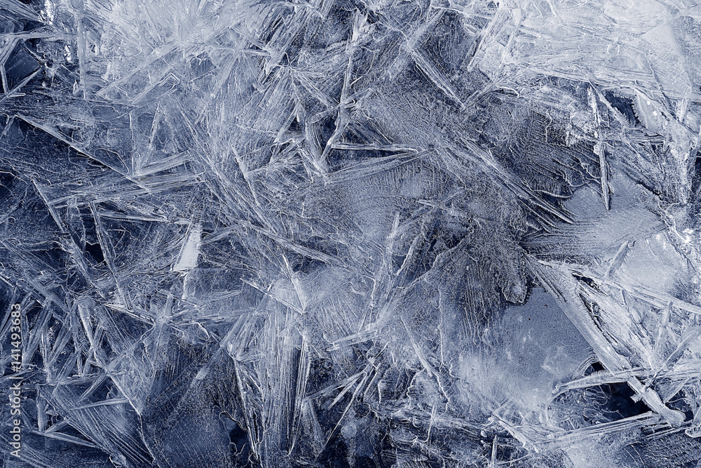 Transparent ice crystals texture cracked background