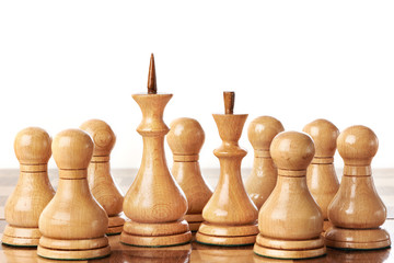 White chessmen on chessboard