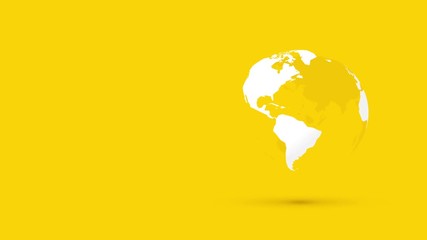 Wall Mural - rotating globe world on yellow background