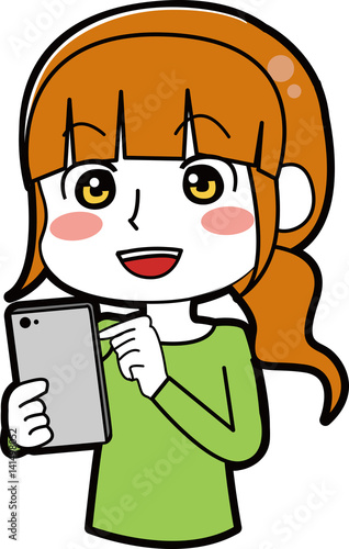 スマホを操作する女性のイラスト Stock Vector Adobe Stock