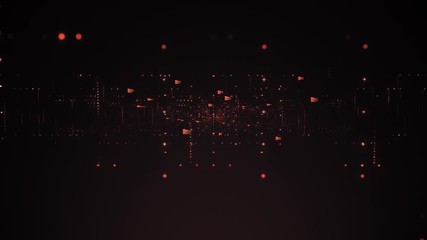 Wall Mural - fly-through 3d animation of red block of computer code against dark digital space