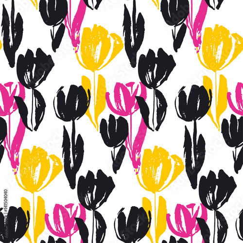 Shabby sketch tulip flower ...