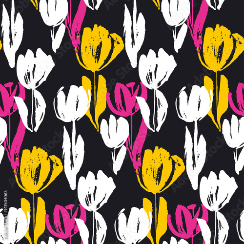 Hand drawn tulip flower sea...