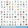 © ylivdesign - 100 leadership icons set, cartoon style