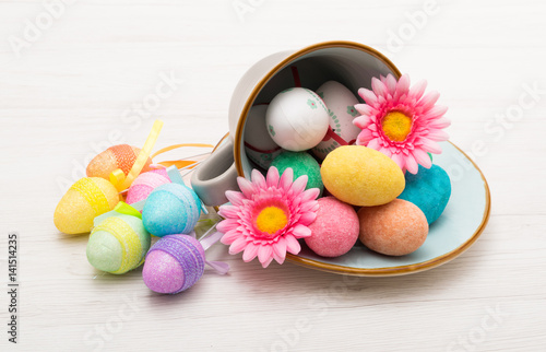 Giant Cup Of Tea Full Of Easter Eggs Buy This Stock Photo And