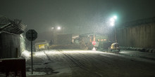 Guard Gate On Military Installation In Afghanistan During Snow At Night