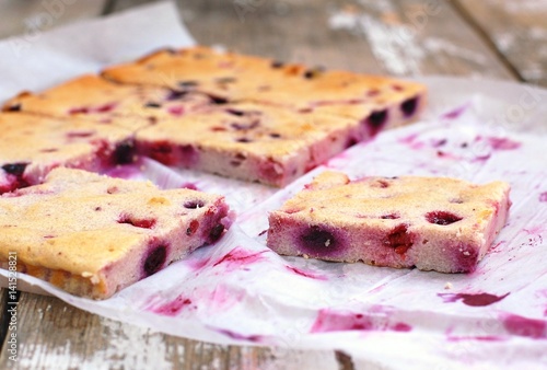 Gluten Free Cake With Cottage Cheese And Forest Fruits On Paper On