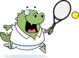 Canvas Print - Cartoon Lizard Tennis