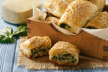 Puff Pastry Rolls  With Spinach And Ricotta.