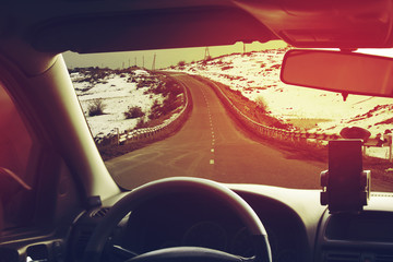 Canvas Print - The road and car