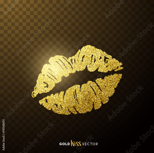 Gold and glittering glamorous kissing shaped lips. Tableau sur Toile