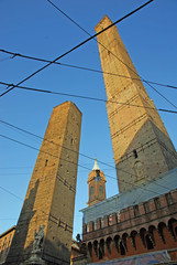 Poster - Italy, Bologna the Garisenda and the Asinelli tower.