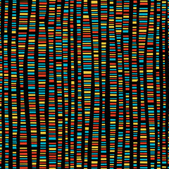 Aufkleber - Colorful seamless vector pattern with hand drawn vertical lines on black background. Retro looks, stripes texture. Hipster graphic template background
