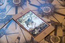 Tarot Card Death. Labirinth Tarot Deck. Esoteric Background.