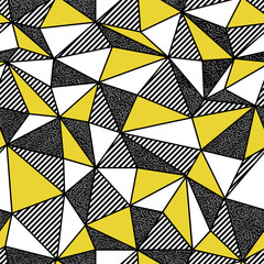 Wall Mural - Geometric seamless pattern in retro style. Vintage background. Low poly seamless repeat pattern. Triangular facets. Vector pattern.