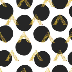 Aufkleber - Gold geometric triangle with dots background.
