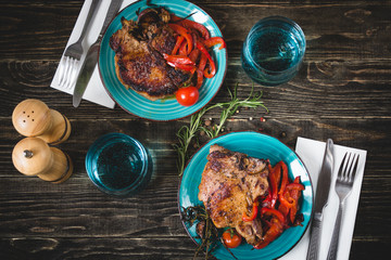 Pork chop with sweet and sour pepper