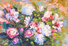 Painting Still Life Oil Painting Texture, Rose Impressionism Art