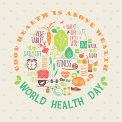 Wall Mural - World health day vector illustration.