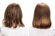 Hair before and after treatment.