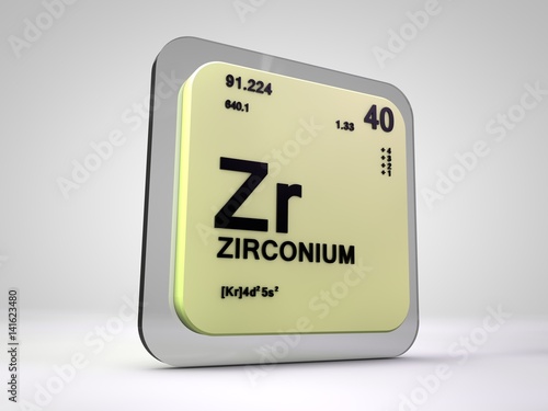 Fotografia, Obraz Zirconium - Zr - chemical element periodic table 3d render