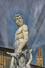 Wall Mural - The Neptune statue in piazza della signoria in Florence